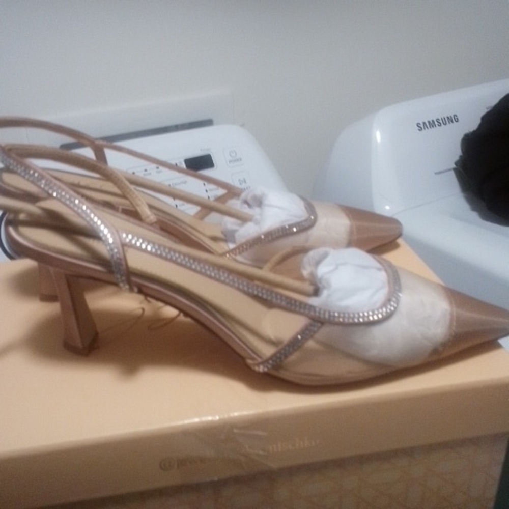 NWT NIB Jewel Badgley Mischka Tammy Blush/ Mesh Heels - Picture 3 of 7